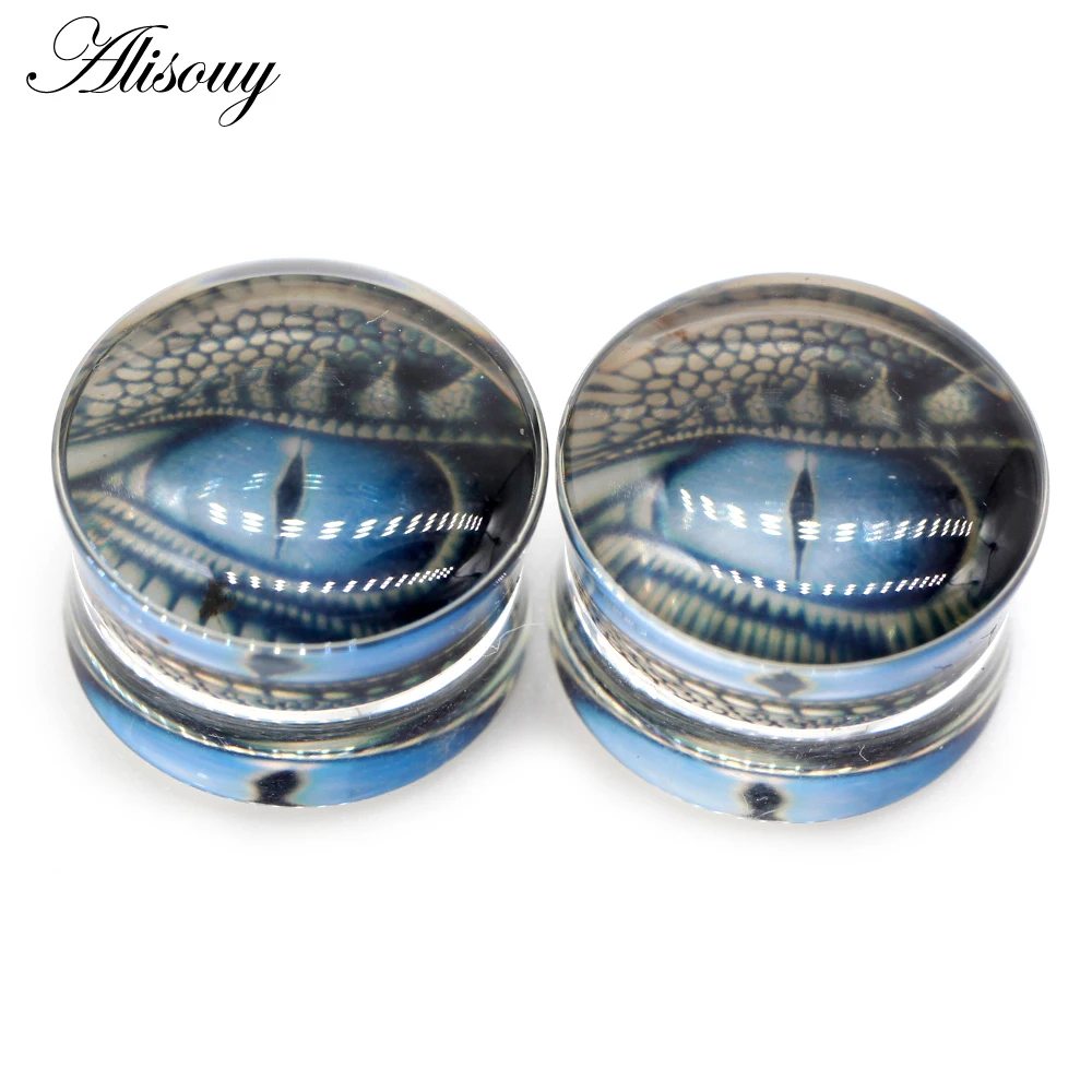 Alisouy 2 Stück Wolf Fisch Blume Feder Transparent Acryl Ohrstöpsel Expander Tunnel Streamer Ohrring Piercing Körperschmuck – Detail 5