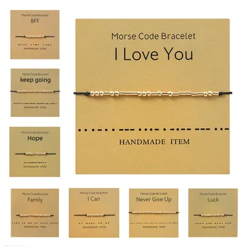 

Morse Code Series Open Cuff Bangles Bracelets For Women Men Valentines Friendship Bracelets Gold Color String Adjustable Gift