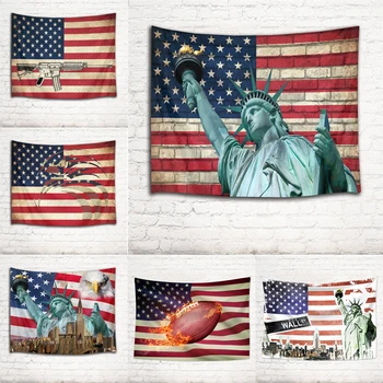 

Statue of Liberty American Flag Tapestry Wall Hanging Stars and Stripes USA Flag Home Decor Big Wall Blanket Window Door Curtain