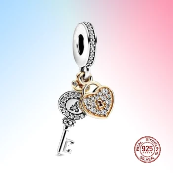 

925 sterling silver love key charm bead charms suitable for original charm bracelet pendant ladies fashion DIY jewelry