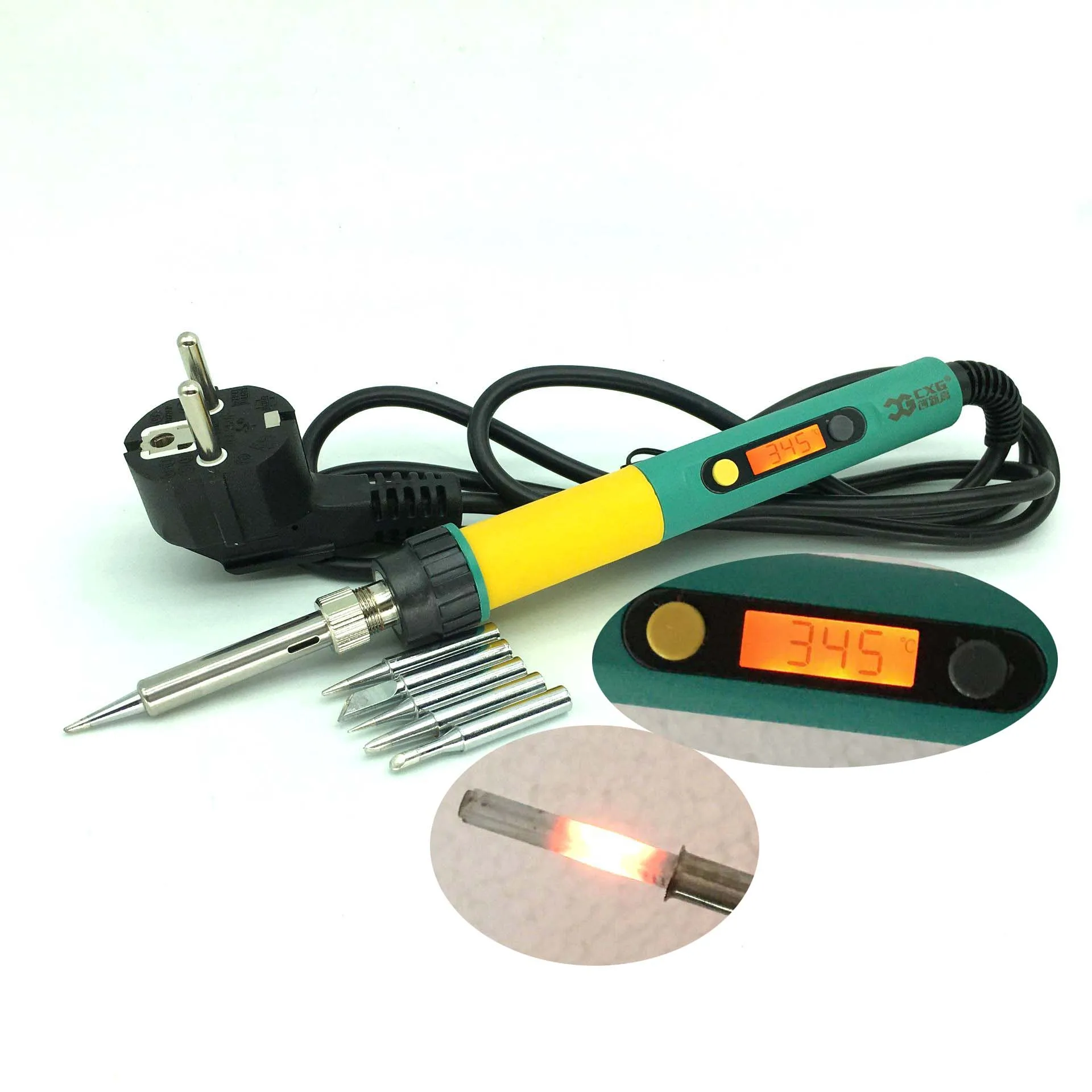 936d+ 220V 100W LED Digital Constant Temperature Adjustable Professional Electric Soldering iron Rework Welding Tool + 5PCS Tip