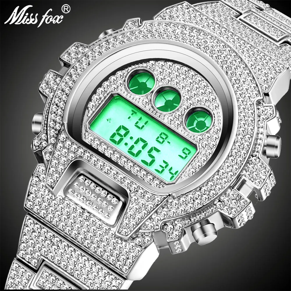 Новые мужские часы MISSFOX G Style Shock брендовые роскошные Цифровые с бриллиантами Xfcs