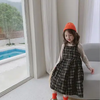 

2019 Korea Style Girls Plaid Dress Fashion Autumn Cotton Girls Dresses 2-7 Years PX642