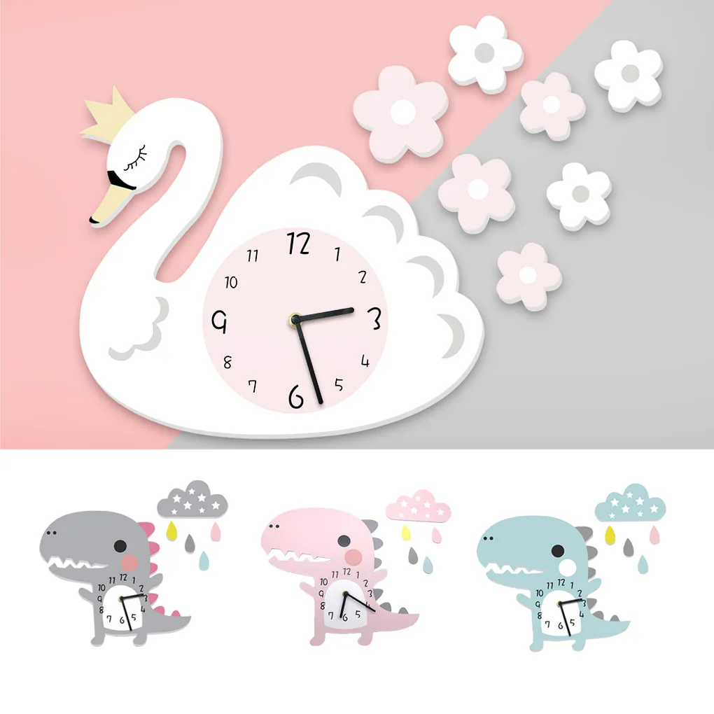 Cartoon Wall Clock Set Home Children Bedroom Living Room Silent Kindergarten Background Decoration | Дом и сад