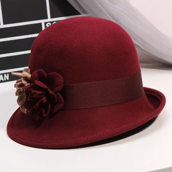 Женские осенние и зимние вечерние шляпы Fedora с цветочным принтом в английском стиле, винтажные Необычные шляпы шерстяные фетровые шляпы