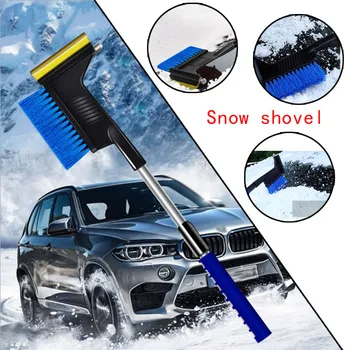 

Multifunctional Snow Brush Stainless Steel Ice Shovel Blue Telescopic Defrost Tool For Car Windshield Snow Removal Tool