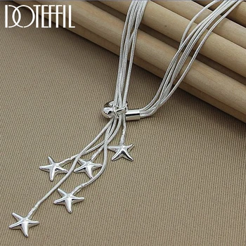 

DOTEFFIL 925 Sterling Silver Five Snake Chain Starfish Necklace For Women Wedding Engagement Fashion Jewelry