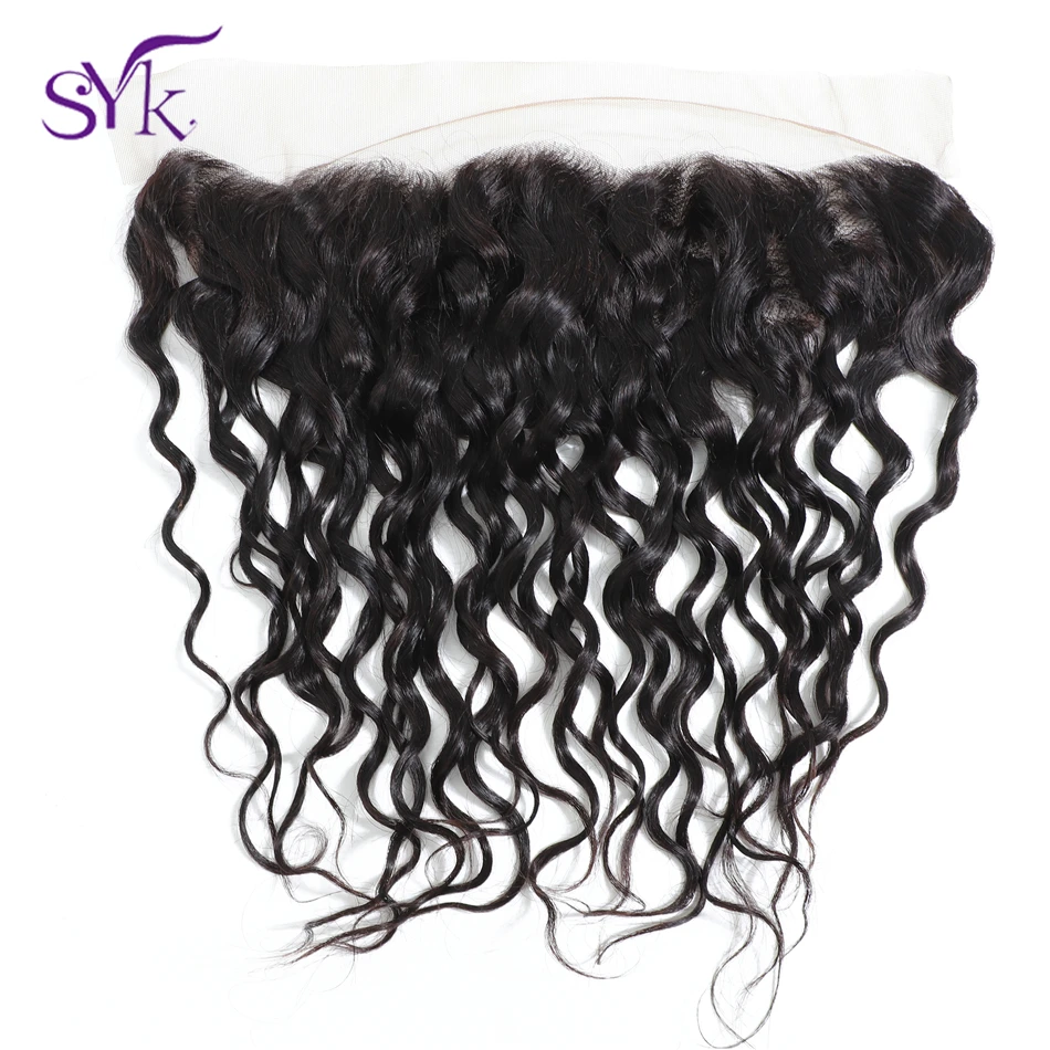 

SYK Water Wave Lace Frontal Brazilian Human Hair Closure 13*4 Ear To Ear Frontal 8"-20" Non Remy Hair Natural Color No Shedding