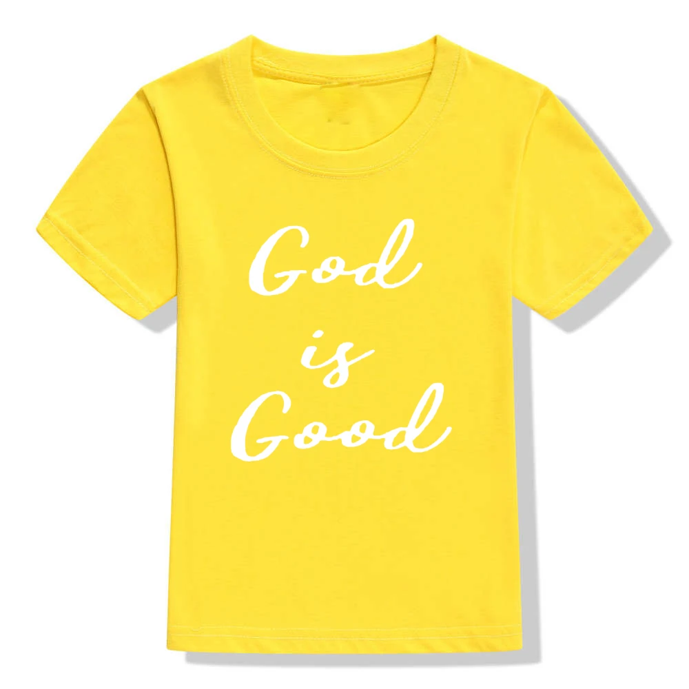 Детская рубашка с надписью «God Is Good» Детская рубашка в христианском стиле футболки с верой для мальчиков и девочек Детские Христианские Футболки унисекс - Цвет: 53J4-KSTYE-