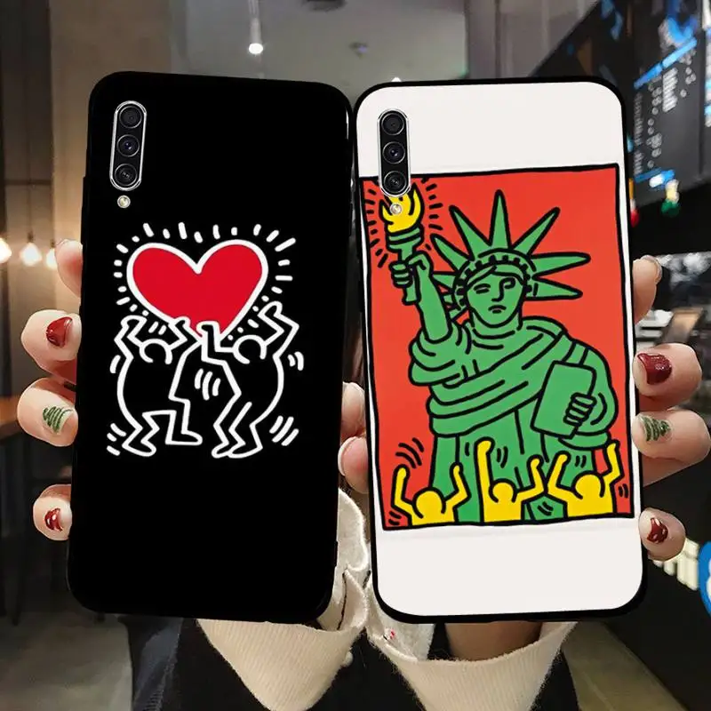 

Keith Haring Heart Graffiti Phone Case For Samsung galaxy S 7 8 9 10 20 edge A 6 10 20 30 50 51 70 note 10 plus