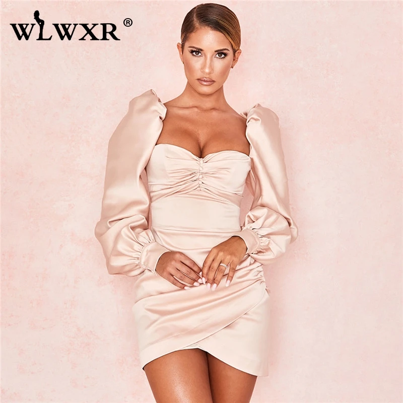 satin wrap bodycon dress