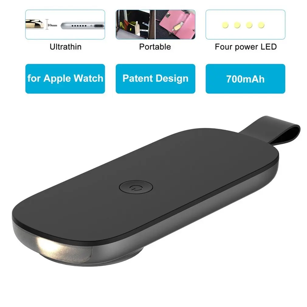

Power Bank for Apple Watch 800mAh Li-polymer Battery With LED Light Black Portable Charger External Battery for Apple Watch