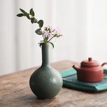 

Vintage Green Ceramic Vases For Flowers Home Decoration Tabletop Ornament Crafts Terrarium Flower Vase For Plant Home Decor