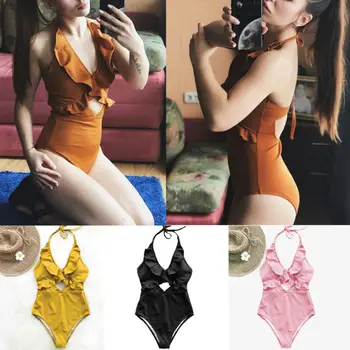 

US Womens Backless One-Piece Bikini Monokini Push Up Padded Swimsuit Swimwear