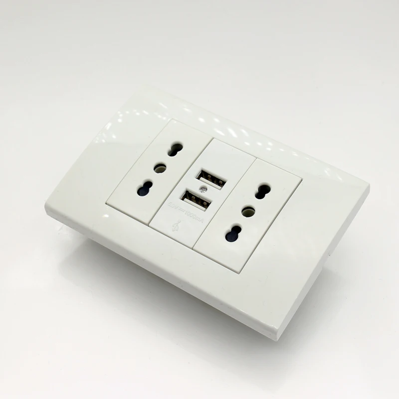 UNKAS Usb настенный разъем питания двойной Итальянский/разъем Чили с Usb 1000mA USB зарядное устройство порт для мобильных 118 мм* 80 мм