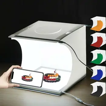 

Mini Folding Lightbox Photography Photo Studio Softbox 2 Panel LED Light Soft Box Photo Background Kit Light box for DSLR Camera