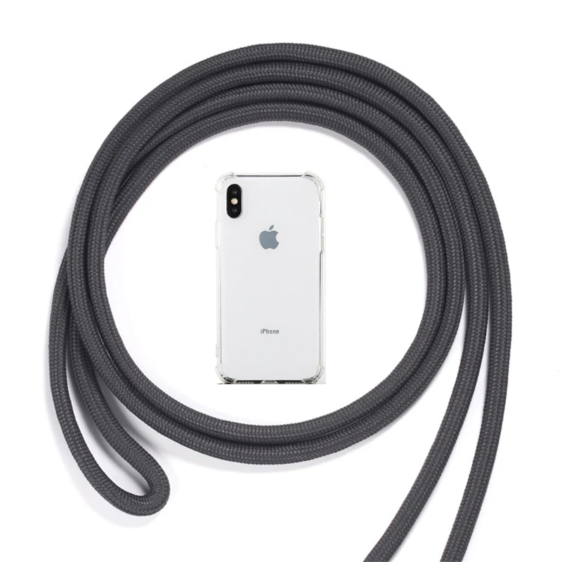 GY Moskado ремешок шнур цепь Прозрачный чехол для телефона для iPhone 11 Pro X XR XS Max 7 8 6 6s Plus 5 5S SE переноска ожерелье ремешок задняя крышка - Цвет: GY