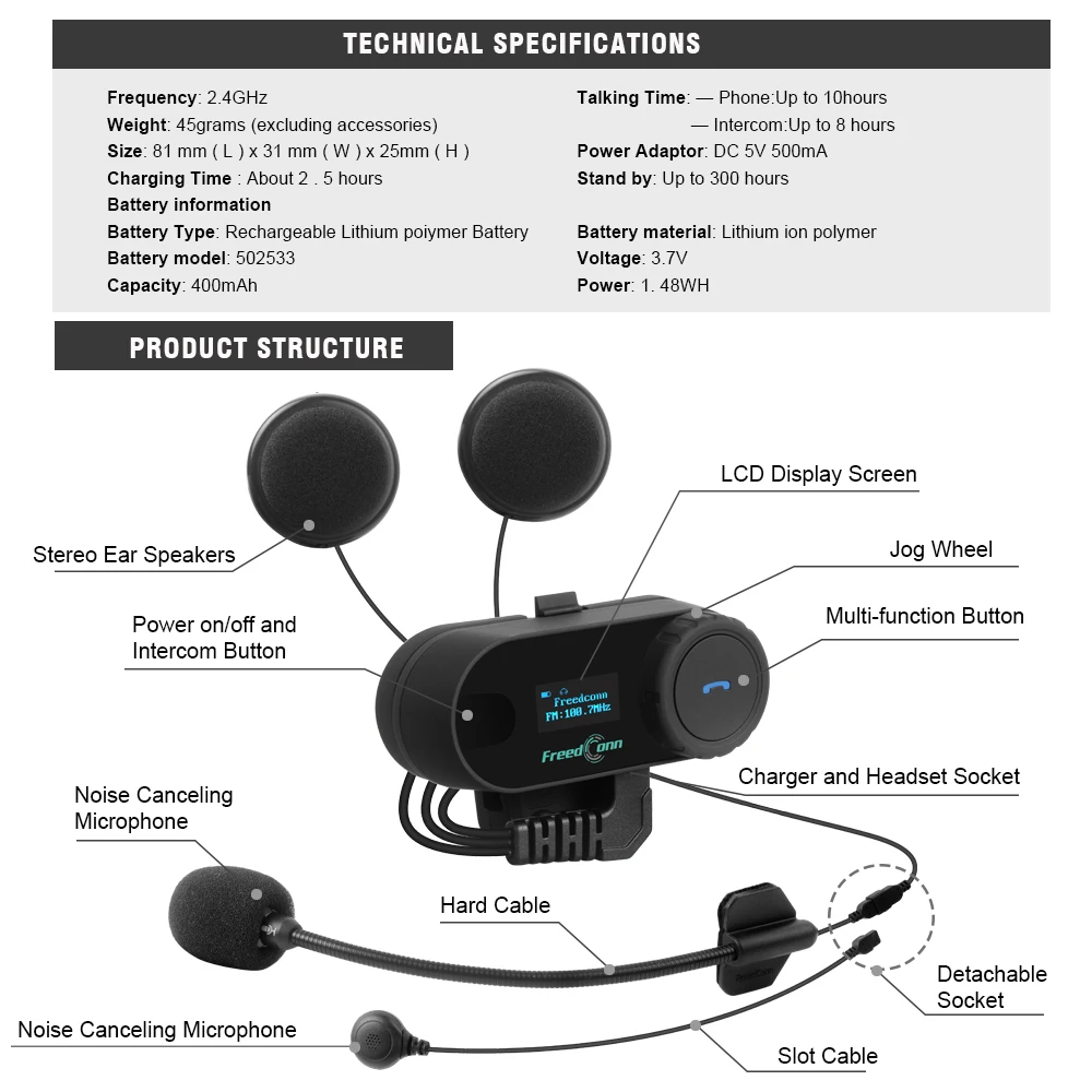 Оригинальный FreedConn обновленная TCOM SC BT Bluetooth для всех переговорное устройство
