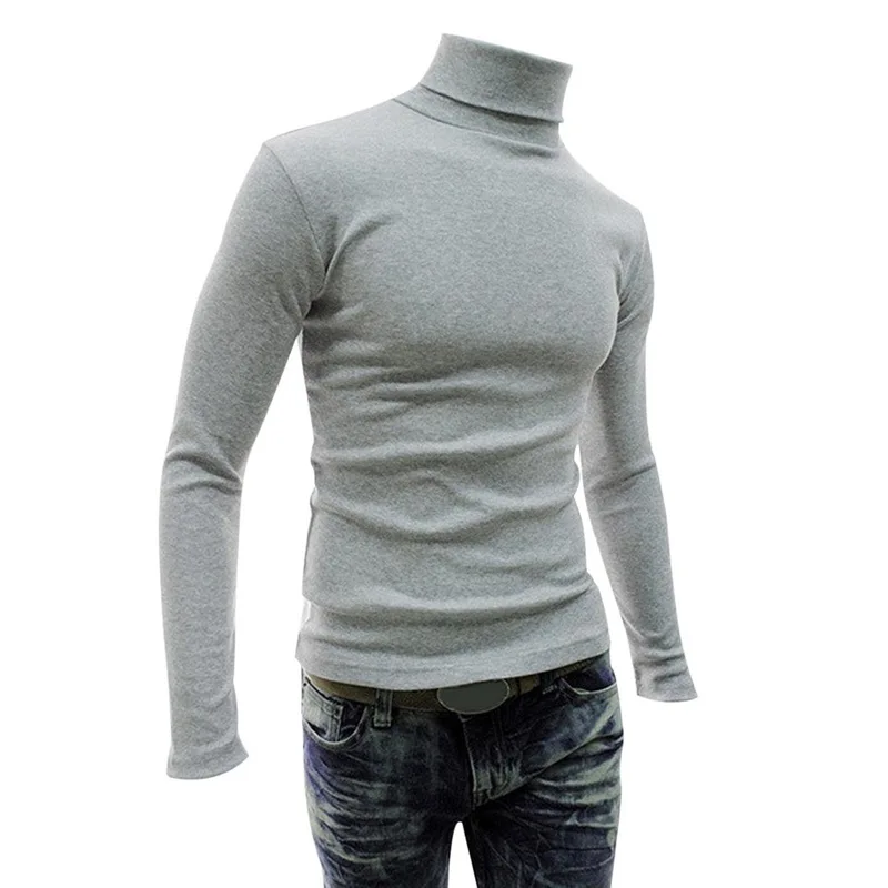 

2019 Men's Fashion Solid Autumn Winter Turtleneck Sweater Knitting Pullover Sweaters Casual Outerwear Slim fit Male knitwear