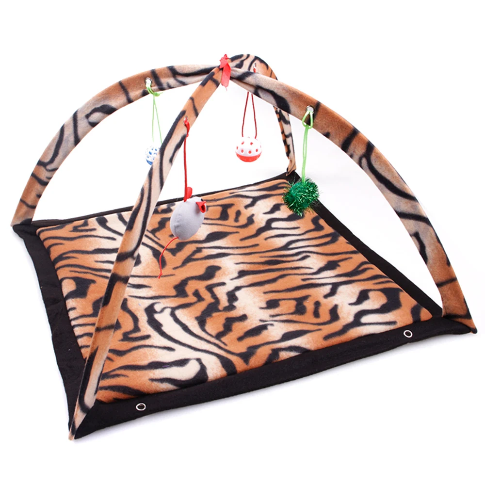 Горячая питомец котенок кошка Мягкая флисовая складная игрушка коврик кровать палатка с подвеской кукла мышка колокольчик Мульти Узор - Цвет: 5