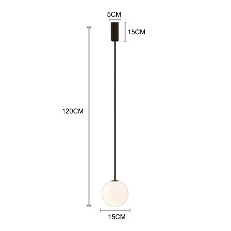 Black 15CM Современный светодиодный подвесной светильник с круглым стеклянным шаром, светильник s, светильник ing, Скандинавское кафе, лофт, лампа для гостиной, лампа для ресторана, спальни, прикроватный светильник, светильники - Цвет корпуса: Black 15CM