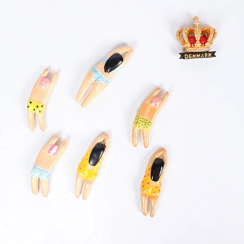 

3d Магнитная Наклейка на холодильник, пара кукол для плавания, наклейка в виде акулы, креативная Милая коллекция, сувениры, магниты на холоди...