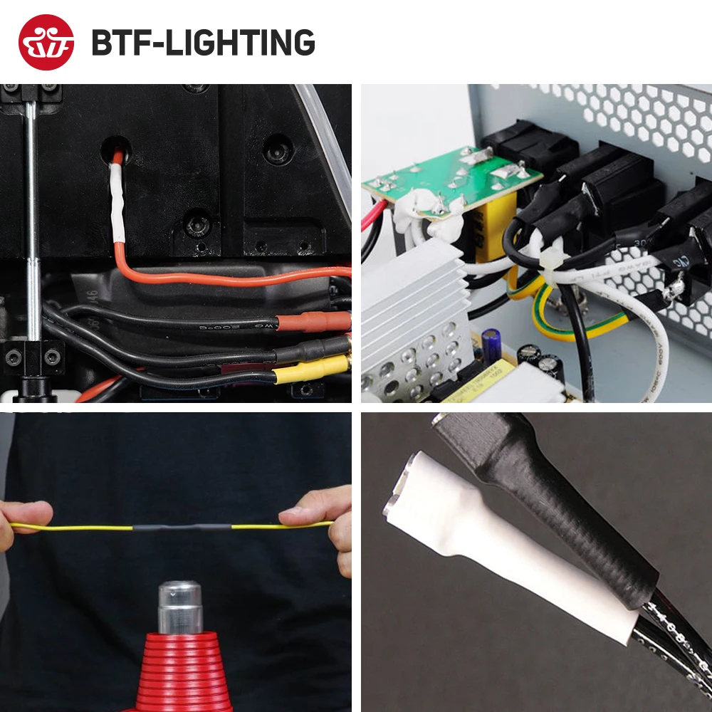 5 Meters Black White Heat Shrink Tubing Tube 8mm 10mm 12mm 3528 3014 3535 5050 SMD LED Strip Lights WS2812B WS2811 WS2815 led gooseneck tube aluminum alloy tube