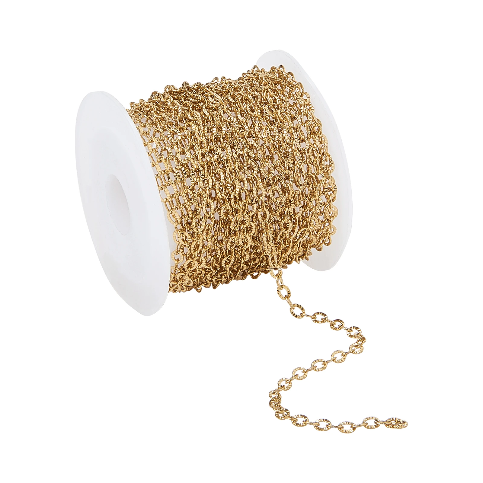 5m/roll Stainless Steel Textured Cable Chains Soldered with Spool Knurling for Necklace Bracelet Jewelry Making 3.5x2.5x0.4mm