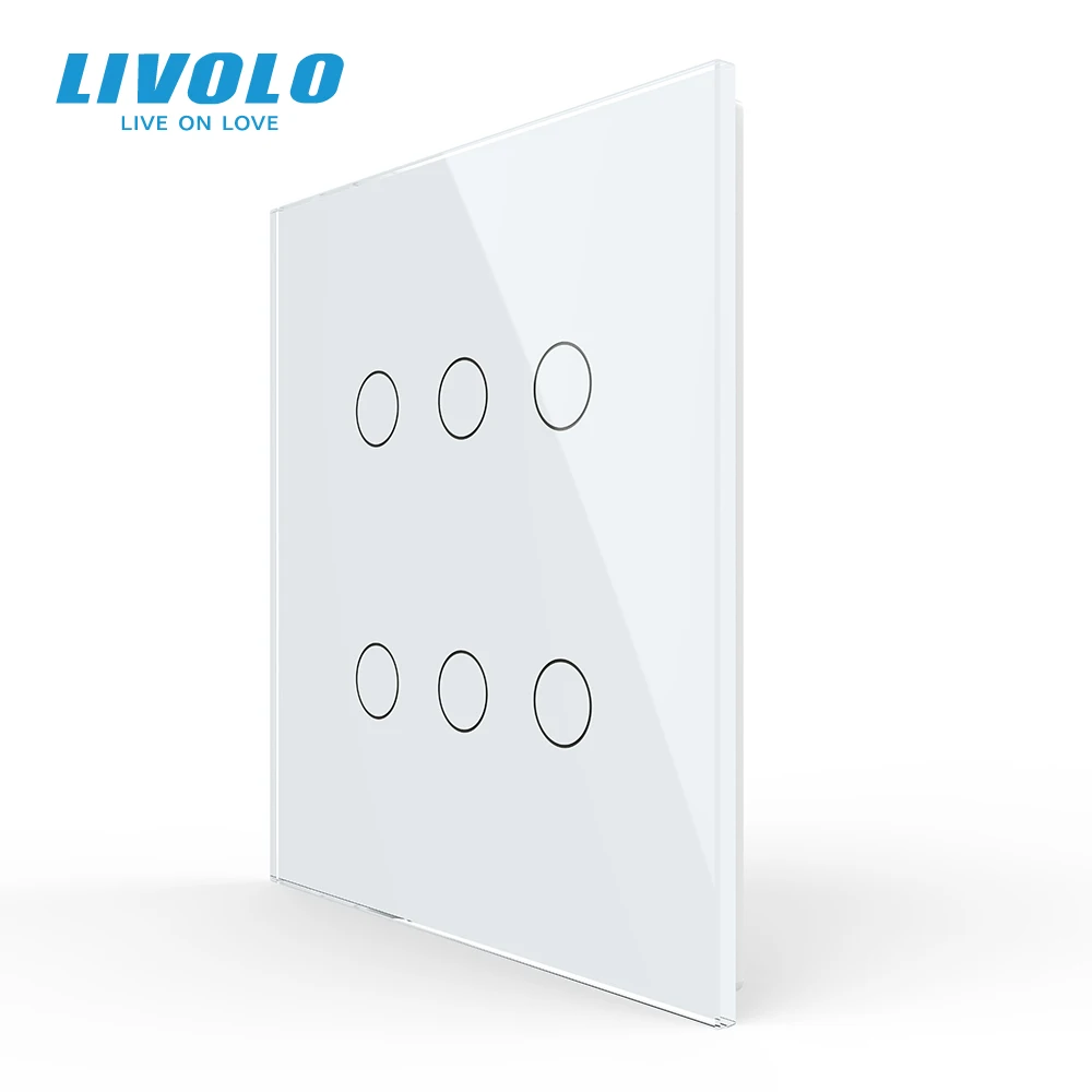 

LIVOLO US Standard 6 Gang Wall Touch Screen Panel Switch,AC 110-220V Crystal Glass Sensor Control,Backlight Dispaly