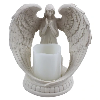 

Promotion! Creative Resin Angel Figurines Electronic Candlestick Crafts Home Decor Angel Miniature Candle Holder Ornaments Weddi