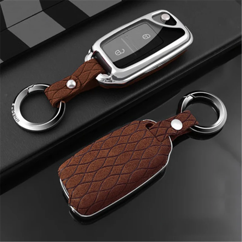 

Suede Leather Car Key Case Cover For VW Golf Bora Jetta Polo 7 MK7 Passat Skoda Kodiaq Superb Octavia A5 Fabia SEAT Ibiza Leon