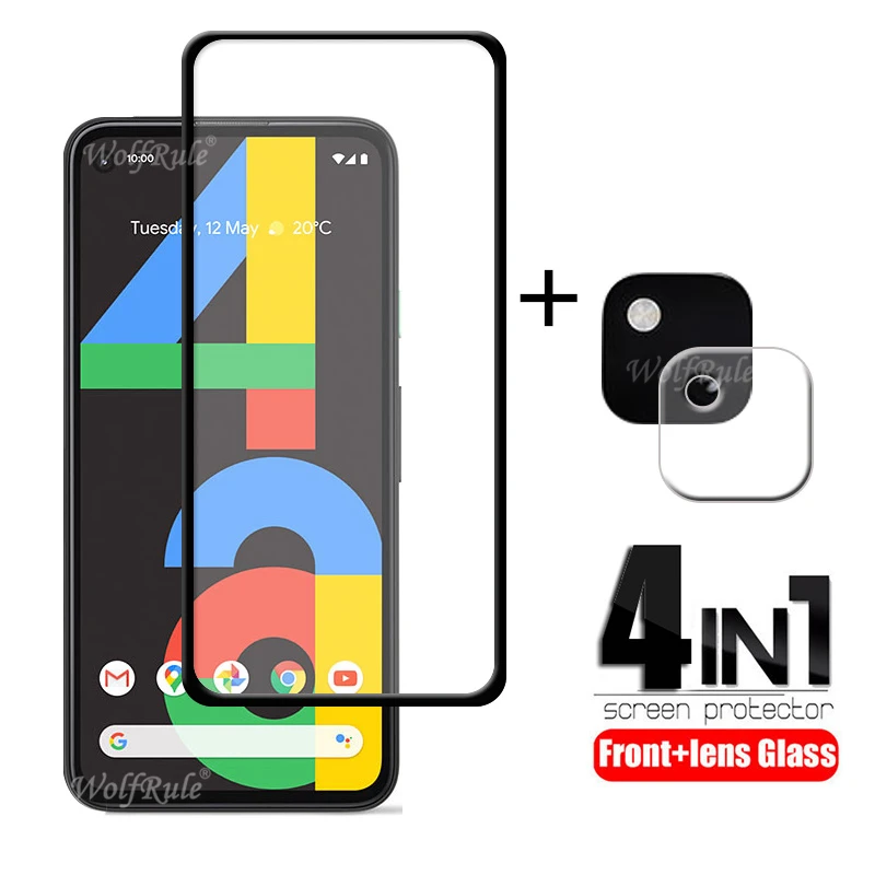 4-in-1 For Google Pixel 4a Glass For Google Pixel 4a Tempered Glass Full Glue HD Screen Protector For Google Pixel 4a Lens Glass phone protector