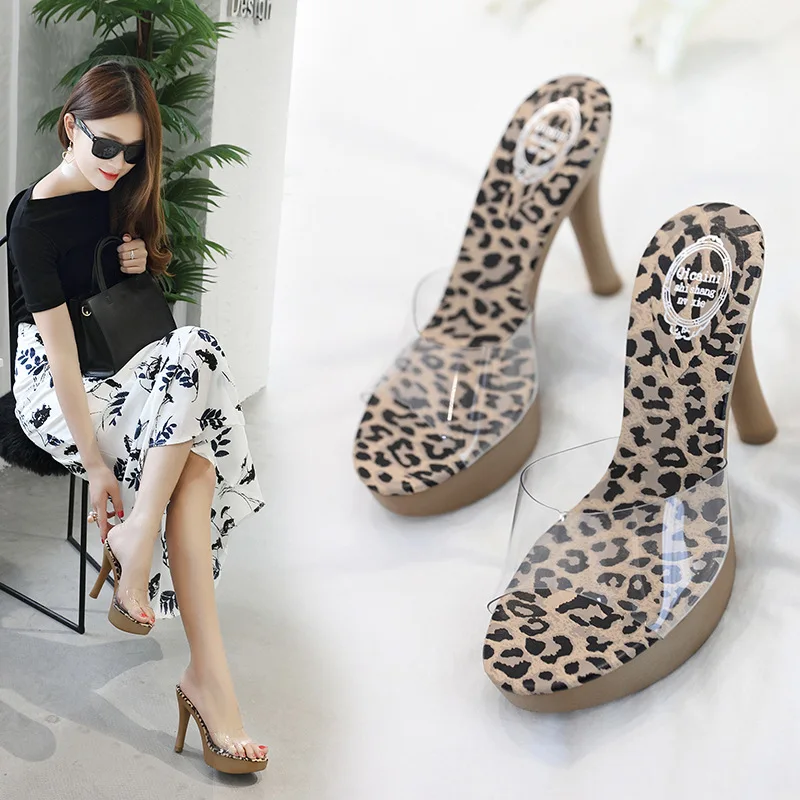 

2019 Summer Korean-style New Style A- line Thin Heeled Slipper Simple Sandals Waterproof Platform High Heel Shoes Sandals Women'