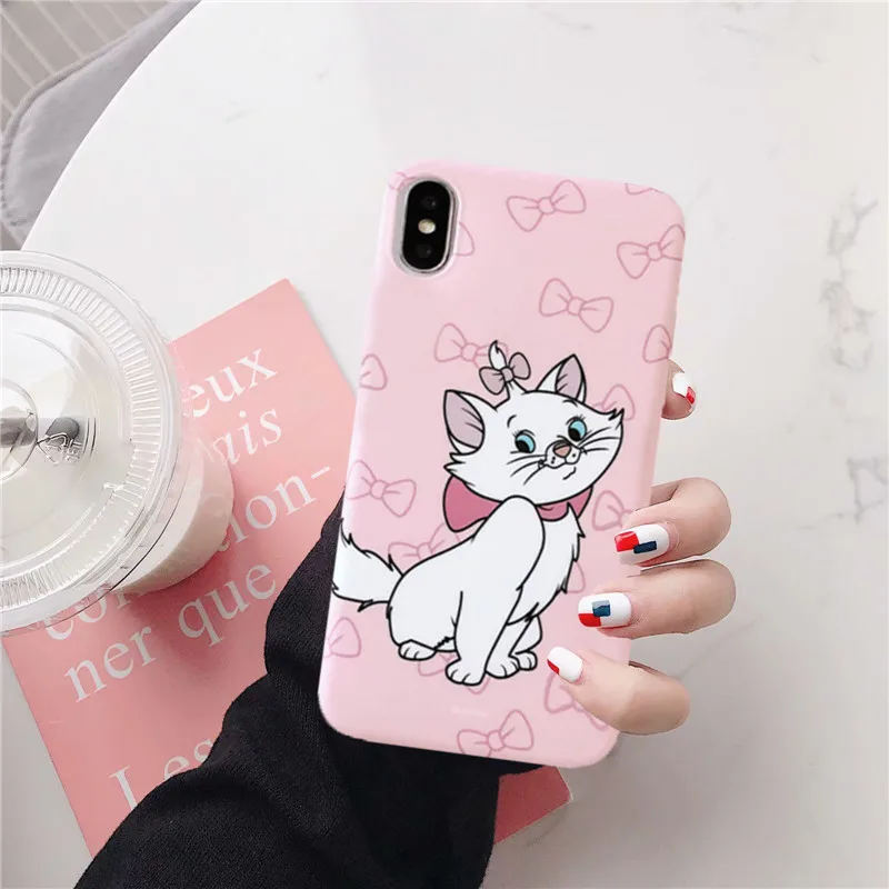 GYKZ мультяшный розовый Marie Cat чехол для телефона для iPhone XS MAX XR X 11 Pro 6 6s 7 8 Plus с животным принтом мягкая матовая задняя крышка Coque Capa