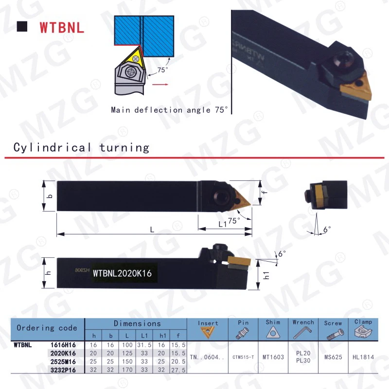 Mocask WTBNL твердосплавные вставки WTBNL2020K16 резак держатель для ЧПУ держатели внешние токарные инструменты