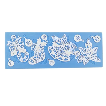 

Silicone Mold Christmas designer DIY Lace Printing Coaster Heat Pad Fondant Soft 3d Wall Panel Pottery Gypsum Epoxy Mold