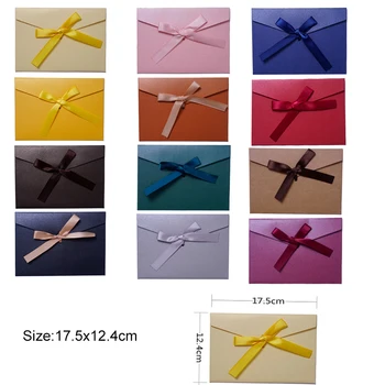 

10pcs Ribbon Pearl Paper Envelopes DIY Multifunction Craft Paper Envelope Paper Postcards Packaging Bag 17.5x12.4cm