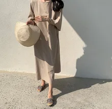 

Linen Summer Women'S Dress 2021 Shirt Dress Long Evening Female Vintage Maxi Party Oversize Women Dresses Casual Elegant Pink