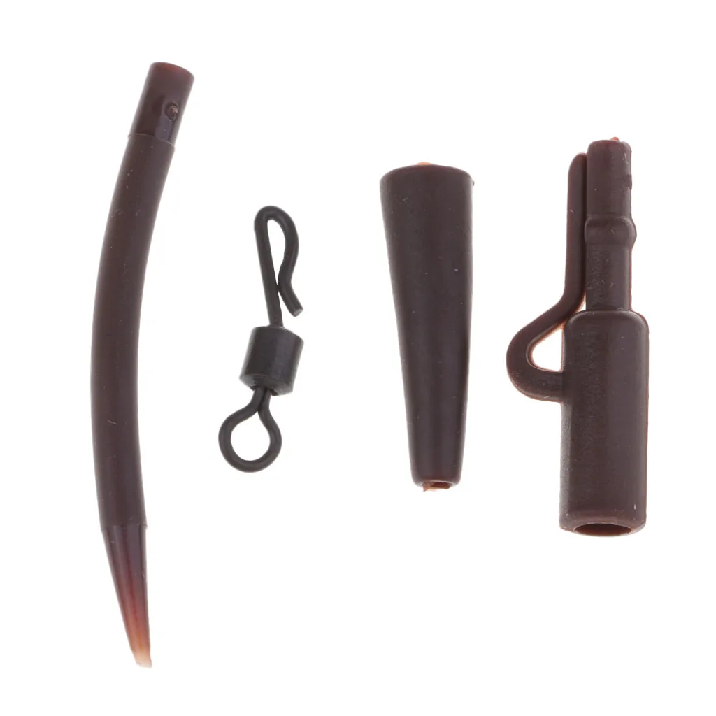 40pcs Terminal Carp Fishing Tackles Safety Lead Clips Rubber Tubes Anti Tangle Sleeve Quick Change Swivels Kit Fishing Accessory