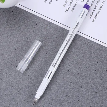 

2pcs Eyebrow Marker Pen Single Ended Manual Portable Microblading Pen Tattoo Pen with Ruler for Embroidered Makeup