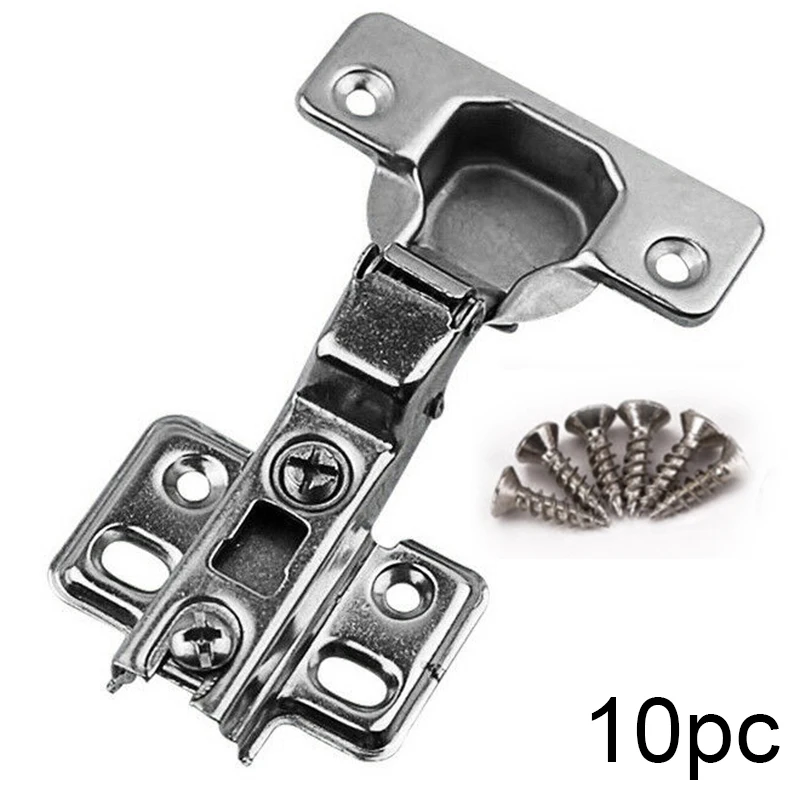 

10pcs Hinges Stainless Steel Cabinet Closet Door Hinges Screws Closing Accessory High Quality Hinges