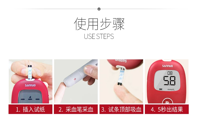 Sinocare Veilig AQ Smart mg/dL mmol/L Bloedglucosemeter комплект глюкометра и тест-полоски Lancetten pijnloos Bloed Suiker Tes