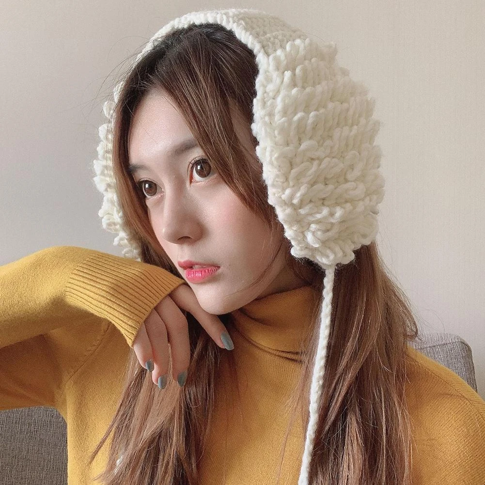 ウールニット耳カバー耳あてギフトかわいいウォームイヤーマフニットイヤーマフ韓国語バージョンの冬ファッション女性かわいいポンポン暖かい