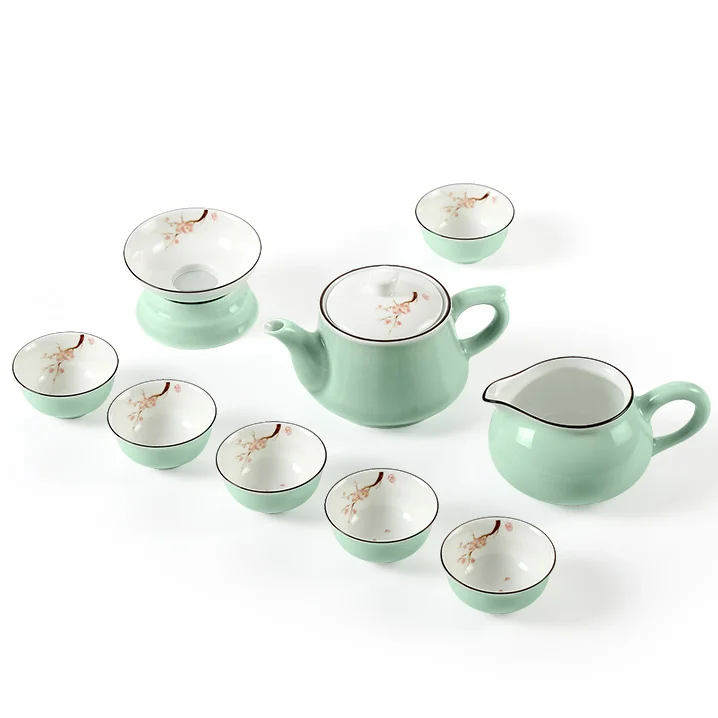 Celadon изысканный керамический чайный сервиз чайники фарфорная чашка для чая Китайский кунг-фу чайный сервиз, кружка для вина Путешествия Портативный чайный сервиз лучшие подарки - Цвет: As shown