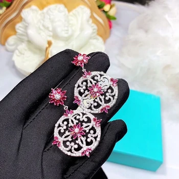 

Colorful Zircon Star Flower Dangle Earring 925 Sterling Silver Paved AAA Zircon Stone Drop Earring Women Wedding Party Jewelry