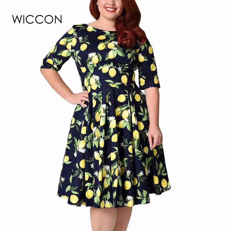 WICCONLarge, Размер 7XL 8XL 9XL, женское платье, винтажное, на молнии, с цветочным принтом, туника, большое свободное платье размера плюс, платья для женщин 4XL 5XL