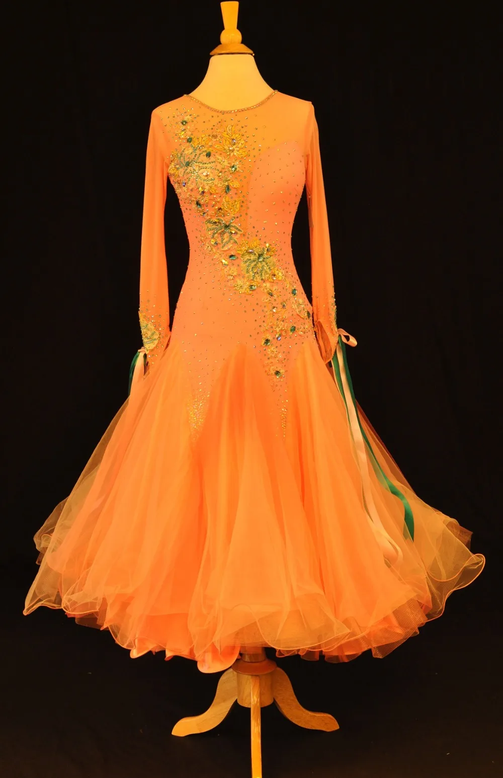Современные платья для бальных танцев, танцевальные платья для женщин, новинка, оранжевое платье для танцев вальса, высокое качество, стандартная юбка для бальных танцев