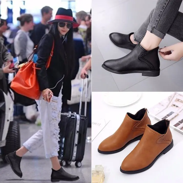

CHIC Short Boots Women's Autumn New Style 2018 Korean-style Versatile And Bare Boots British Style Student Short Chelsea Boots