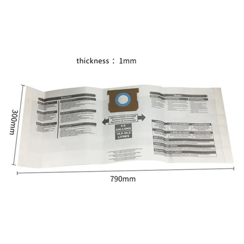 Description Picture 2 of itemReplacemen Bags For Shop Vac 5-8 Gallon Vacuum Type  E/H 90661 906-61 9066100 Disposable Collection Filter Bags