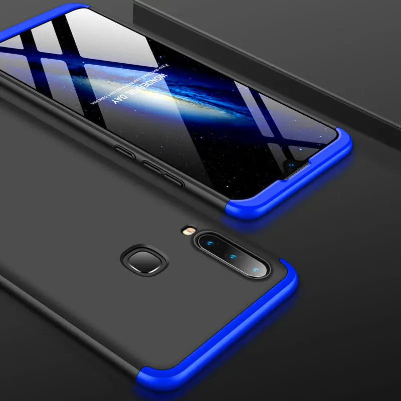 Vivo Y17 Y15 Y12 U10 U3X чехол 360 Защита всего тела чехол жесткий чехол для телефона для Vivo y17 матовый защитный чехол со стеклянной пленкой - Цвет: Black and Blue